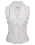 Dolcezza - Half Shoulder Pocketed Waistcoat White Fabslay
