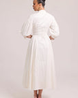 White fitted bodice dress