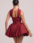 Strapless mini dress with detachable neck band and structured fit