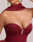 Mini dress with contoured waist and voluminous side panels