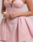 Close-up of structured bodice shaping bust and waist