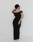 model showing back view of Elara maxi skirt