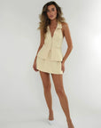 Dolce - Half Open Dart Mini Skirt Pale Yellow Fabslay