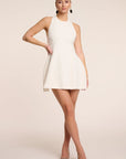 Luna - Halter Neck Back Criss-Cross Mini Dress White Fabslay
