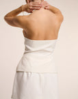 Dolce - Half Button Collar Top White Fabslay