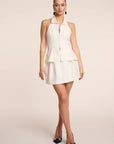Dolce - Half Button Collar Top White Fabslay