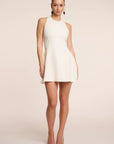 Luna - Halter Neck Back Criss-Cross Mini Dress White Fabslay