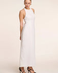 Luna Maxi - Halter Neck Back Criss-Cross Maxi Dress White Fabslay