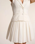 Dolcezza - Mini Bold Pleated Skirt White Fabslay