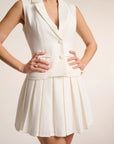 Dolcezza - Half Shoulder Pocketed Waistcoat White Fabslay
