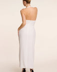 Luna Maxi - Halter Neck Back Criss-Cross Maxi Dress White Fabslay