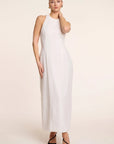 Luna Maxi - Halter Neck Back Criss-Cross Maxi Dress White Fabslay
