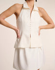 Dolce - Half Open Dart Mini Skirt White Fabslay