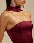 Lorrie- Sleeveless Ruffled Maxi Dress Burgundy Fabslay