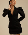 Collette - Puff Shoulder Mini Dress Fabslay