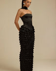 Lorrie- Sleeveless Ruffled Maxi Dress Black Fabslay