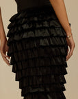 Lorrie- Sleeveless Ruffled Maxi Dress Black Fabslay