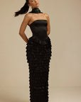 Lorrie- Sleeveless Ruffled Maxi Dress Black Fabslay