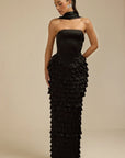 Lorrie- Sleeveless Ruffled Maxi Dress Black Fabslay