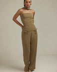 Aurora Charm - Wide Neckband Sleeveless Top Dark Olive Fabslay