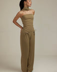 Aurora Charm - Wide Neckband Sleeveless Top Dark Olive Fabslay