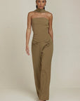 Aurora Charm - Wide Neckband Sleeveless Top Dark Olive Fabslay