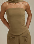 Aurora Charm - Wide Neckband Sleeveless Top Dark Olive Fabslay