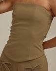 Aurora Charm - Wide Neckband Sleeveless Top Dark Olive Fabslay