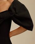 Dolly - Large Bow Corset Top Black Fabslay