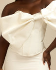 Dolly - Large Bow Corset Top White Fabslay