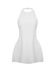 Luna - Halter Neck Back Criss-Cross Mini Dress White Fabslay