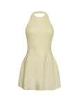 Luna - Halter Neck Back Criss-Cross Mini Dress Yellow Fabslay