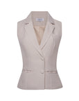 Dolcezza - Half Shoulder Pocketed Waistcoat Beige Fabslay
