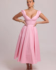 Roselle cotton dress with structured bodice and full skirt