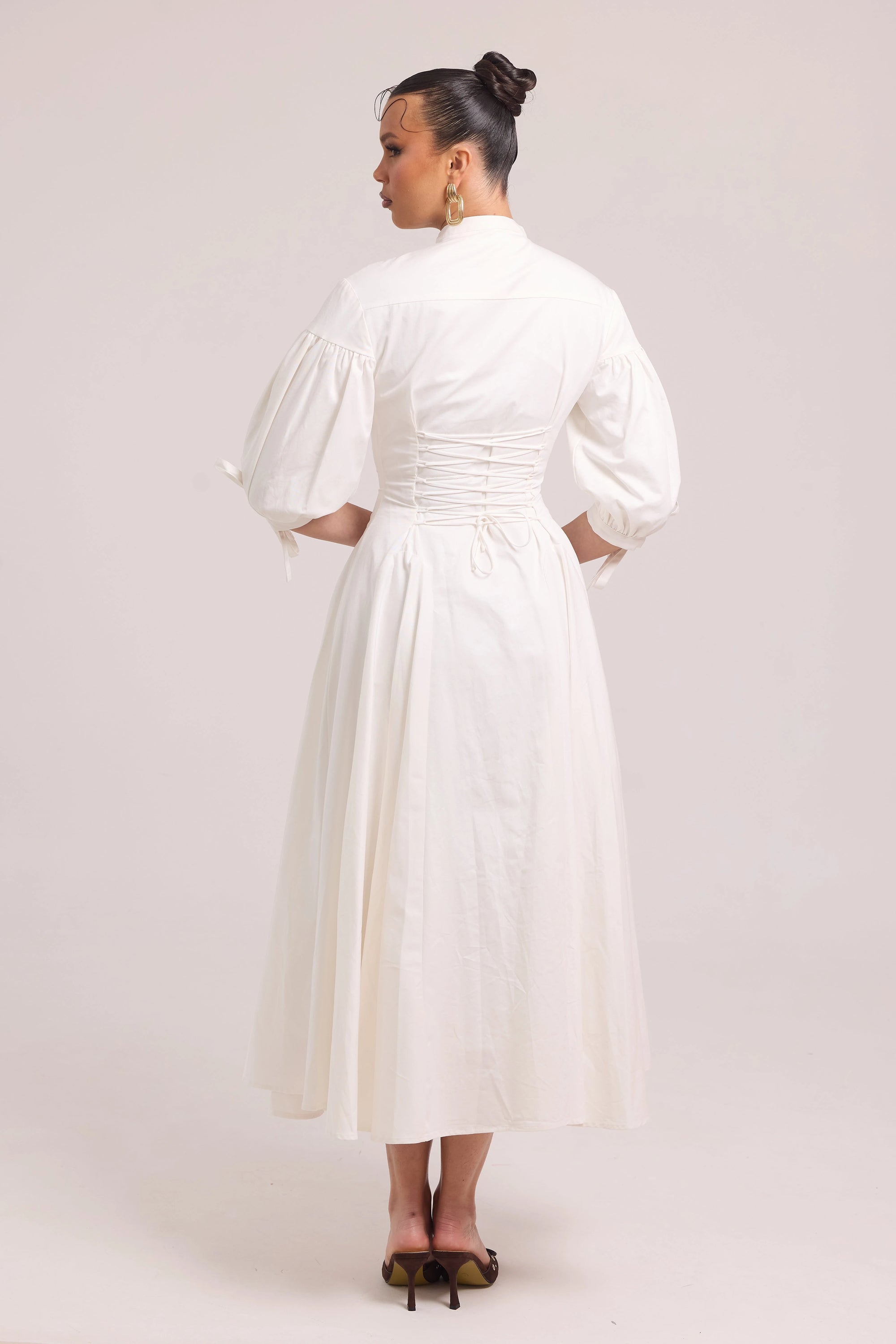 White fitted bodice dress