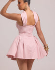 Strapless mini dress with detachable neck band and structured fit
