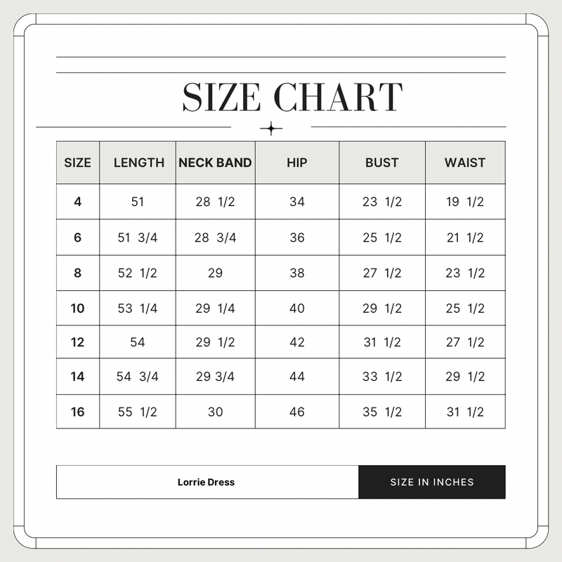 Size Chart for Dolcezza