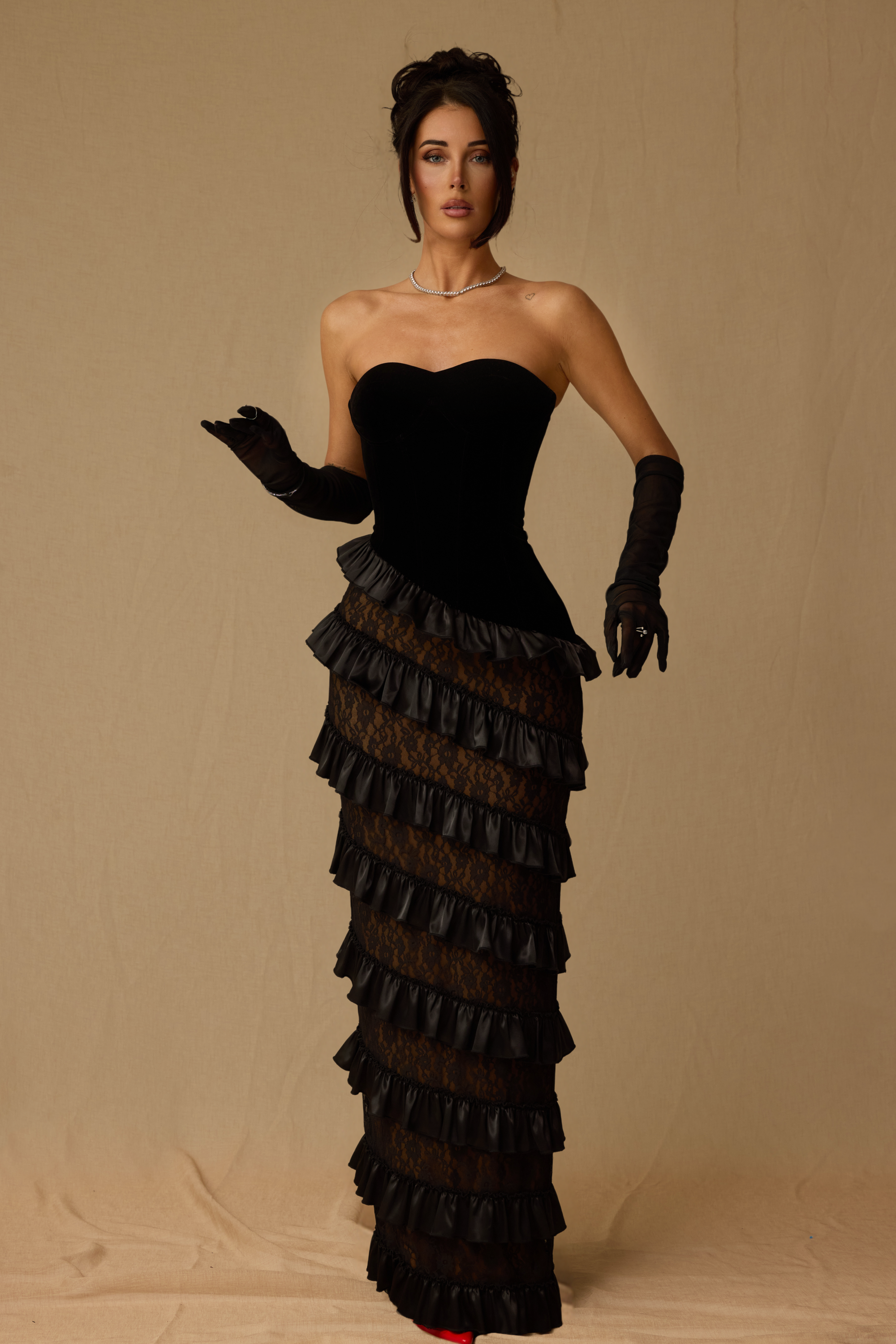 SAPHINE BLACK EVENING DRESS