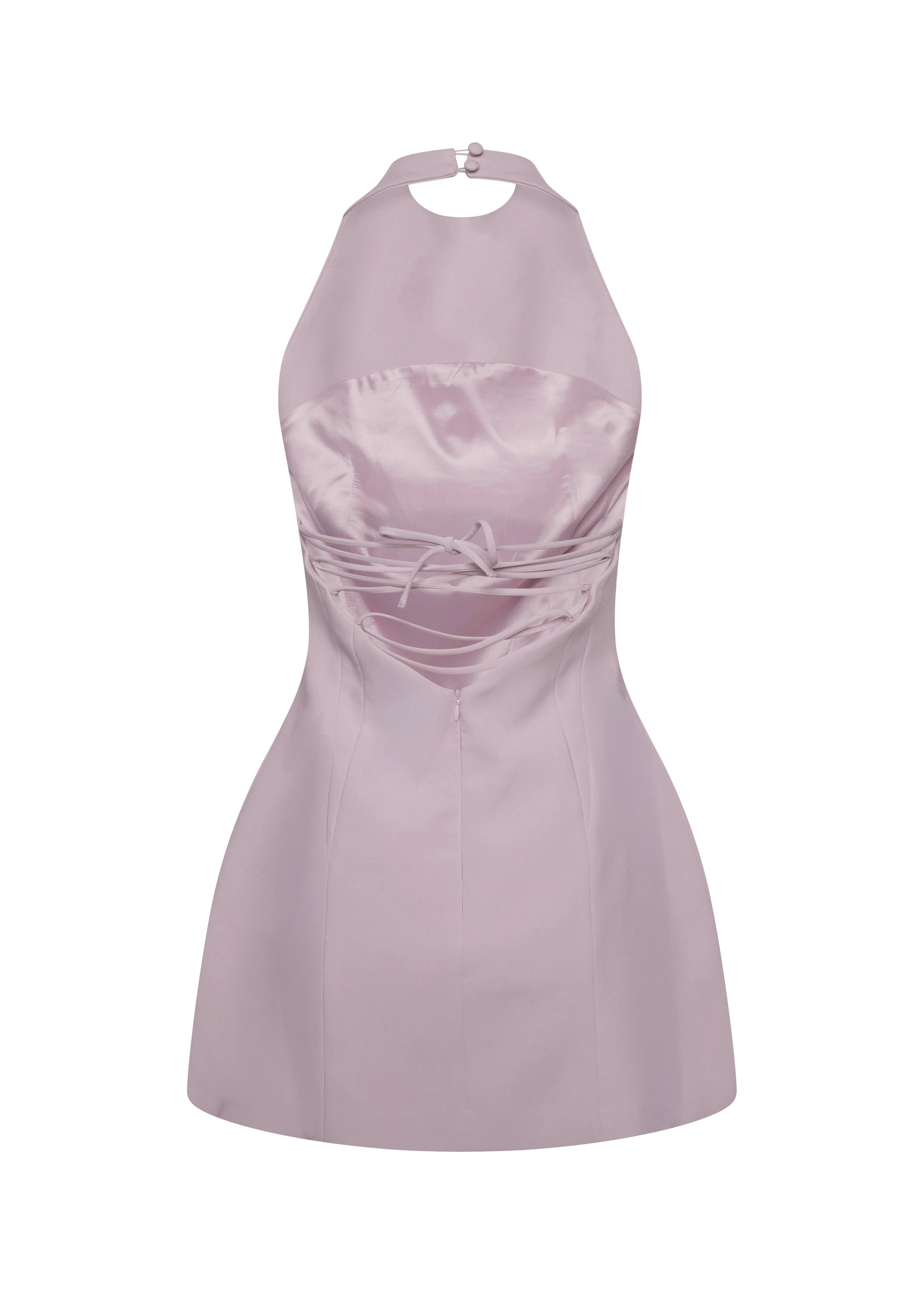 Stylish Halter Neck Mini Dress - Luna Pale Pink Fabslay Stylish Halter Neck Mini Dress - Luna Pale Pink Fabslay